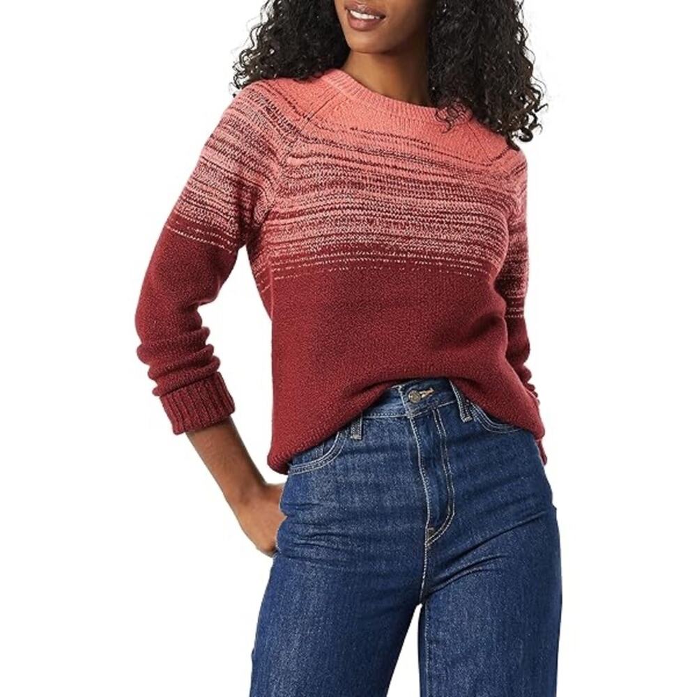 Amazon Essentials coral cranberry long sleeve crewneck sweater shirt top L
b39